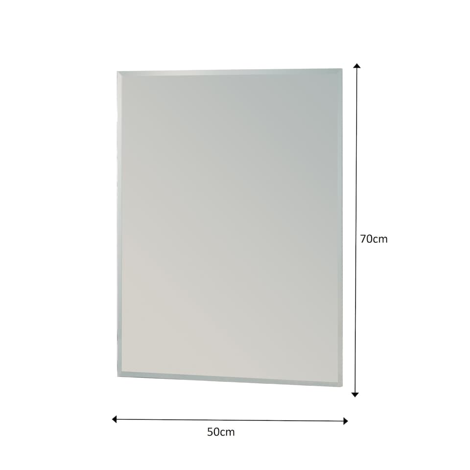 image 1 of Showerdrape Fairmont Rectangular Wall Mounted Frameless Bevelled Edge Bathroom Mirror 70 x 50cm | Chrome | Mirror | 1