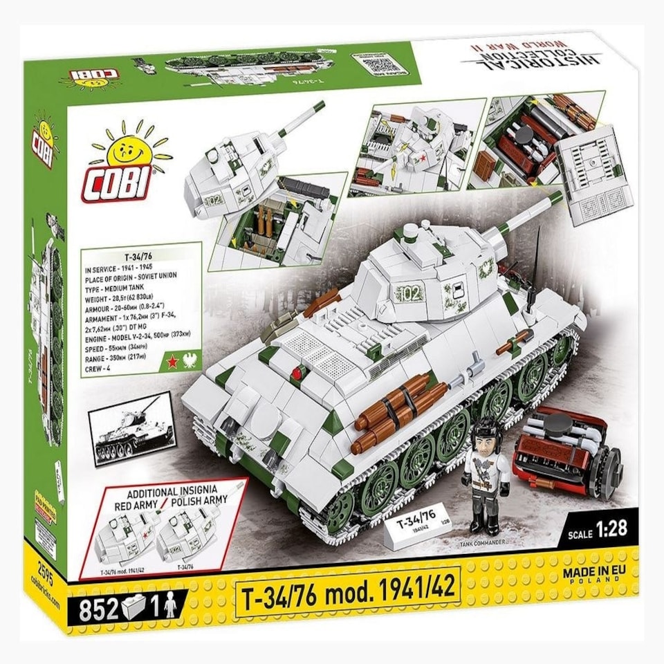 image 1 of T34/76 mod. 1941/1942 brick tank model - COBI 2595 - 852 bricks