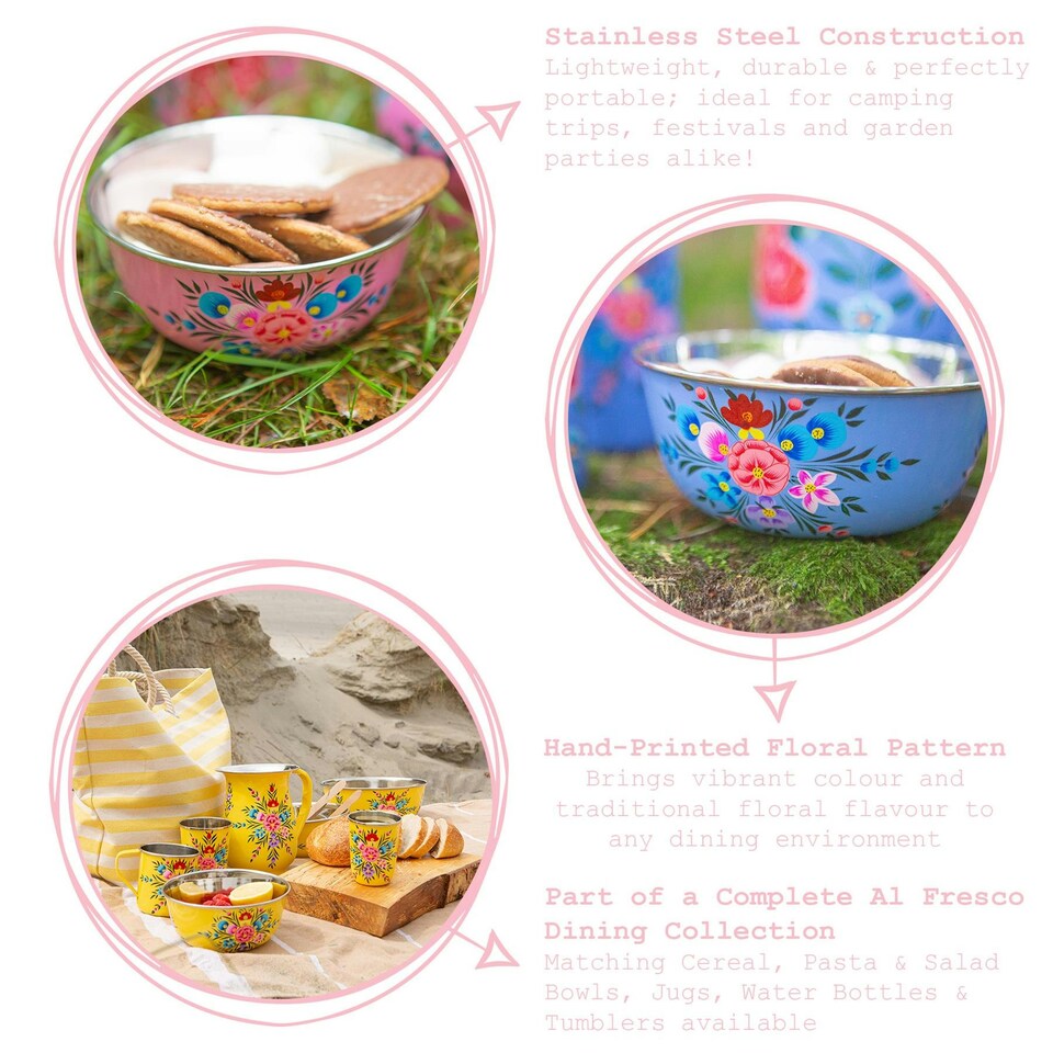 image 1 of BillyCan Hand-Painted Picnic Snack Bowls - 14.5cm - Buttercup Pansy - Pack of 6 Yellow