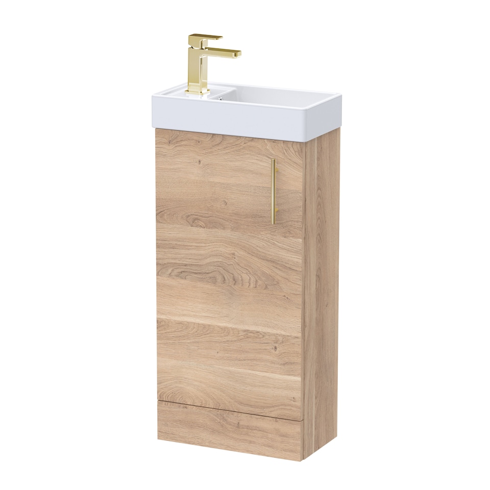 image 1 of Balterley Bathroom Contemporary Floor Standing Vanity Unit Basin & Handle Easy To Install | Brown | Bleached Cuneo Oak