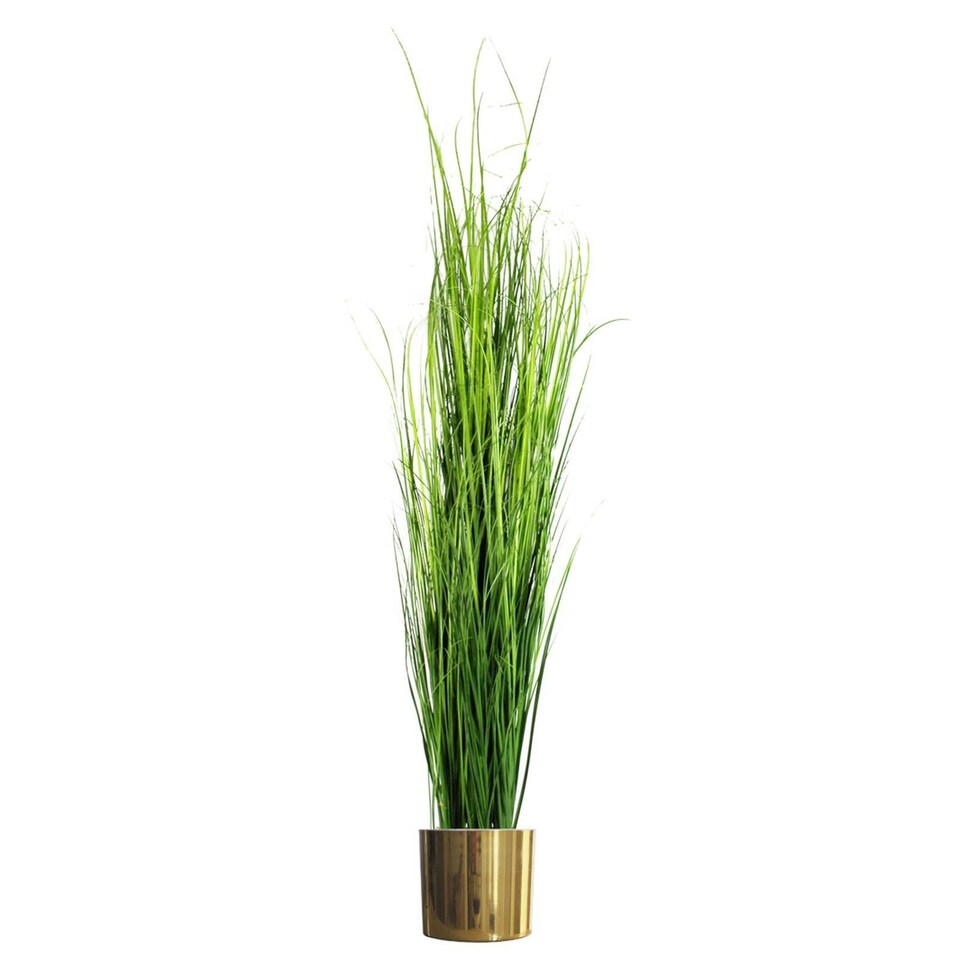 image 1 of Artificial 130cm Onion Grass Plant with Gold Metal Planter