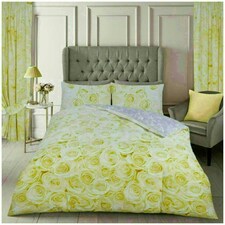 VELVETIO Bellerose Floral Printed Duvet Cover Set Rebersible Polycotton Beddings Yellow | Ochre | Single