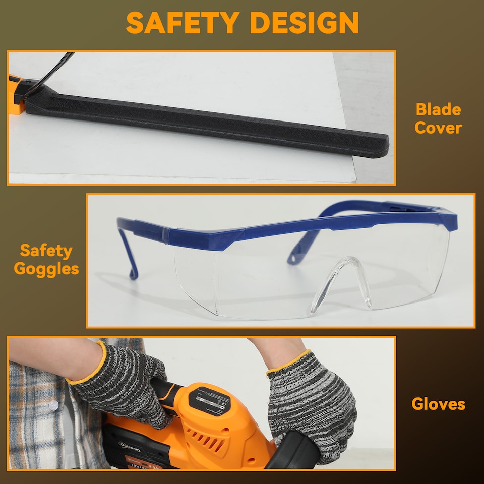 image 1 of Outsunny Cordless Hedge Trimmer with Brushless Motor, Orange | Orange