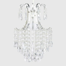 ValueLights Modern Silver Chrome Ceiling Pendant Light Shade With Clear Acrylic Droplets