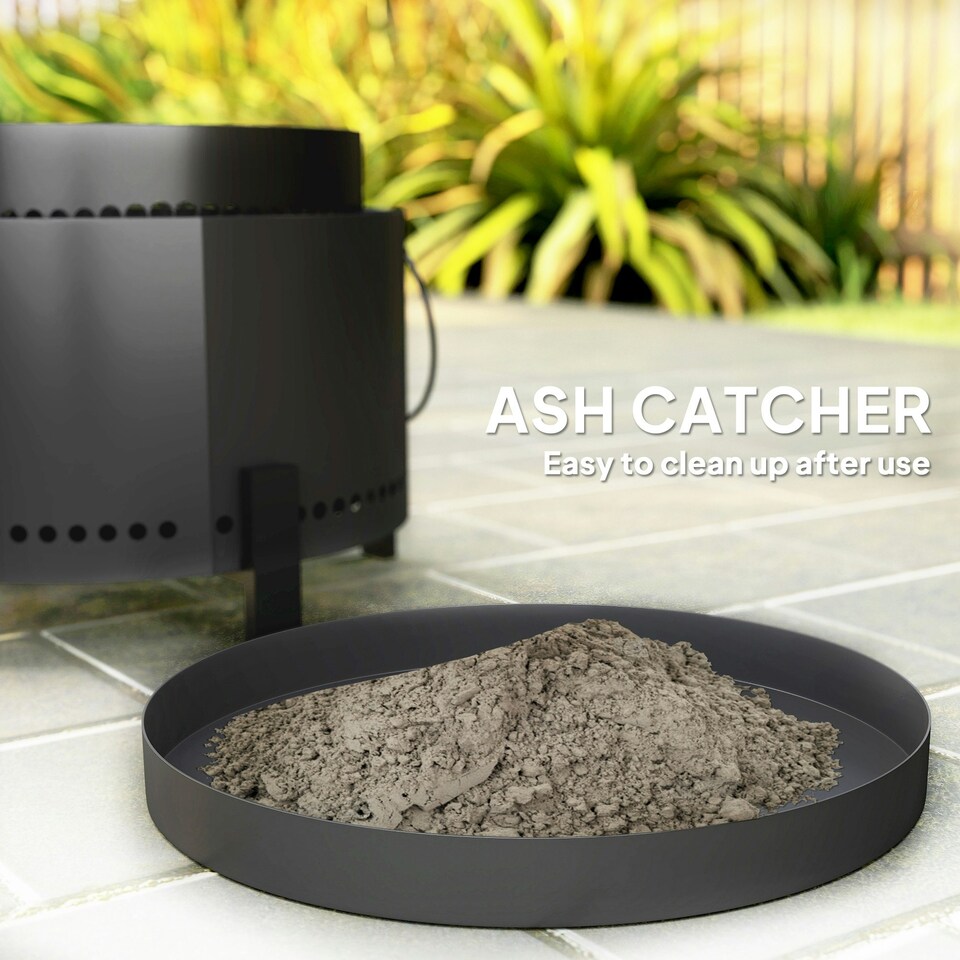 image 1 of Outsunny 37cm Smokeless Wood Burning Firepit Metal Fire Pit, Dark Grey
