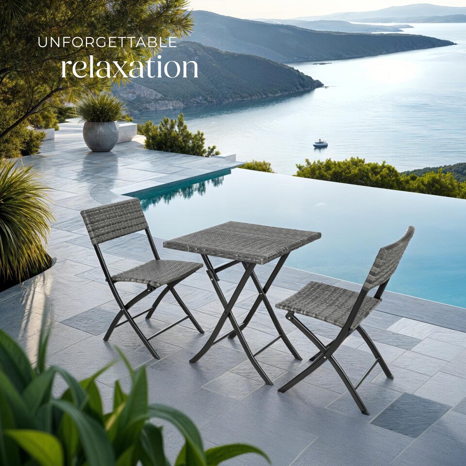 image 1 of Garden Furniture Set Trevi - 2 chairs, 1 table, bistro set, foldable | Grey | grey | 45 x 54,50 x 81 cm | 1