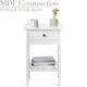 image 4 of Christow White Bedside Table Bedroom Cabinet Nightstand With Drawer & Shelf