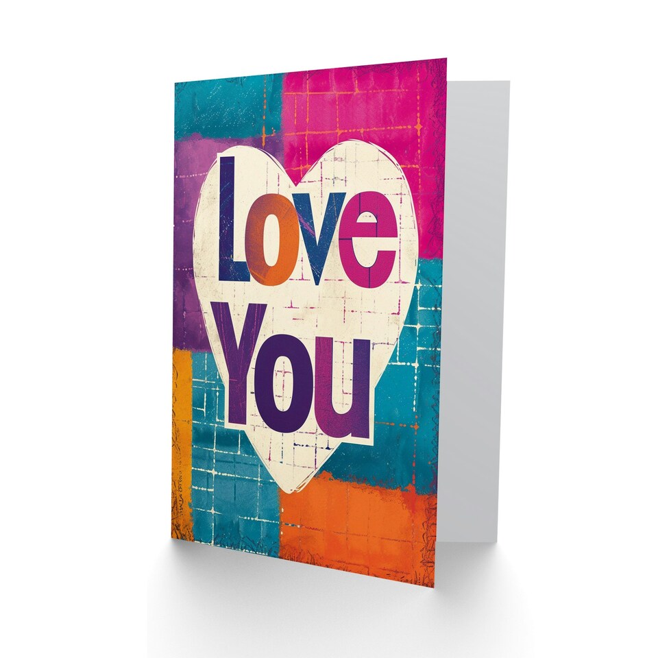 image 1 of Love You Heart Square Tiles Anniversary Valentines Day Card