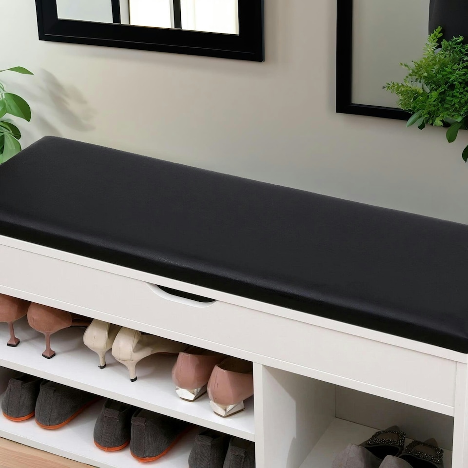 image 1 of Shoe Storage Bench 90CM White White