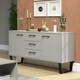 image 1 of Texas 2 Door 3 Drawer Medium Sideboard in Antique Waxed Pine - Industrial Style with Metal Legs | Grey | Grey | One Size | 1