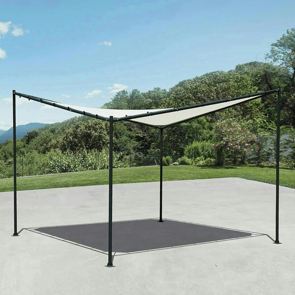 image 1 of Square Portable Steel Frame With Ivory Sail Shade 3.5m