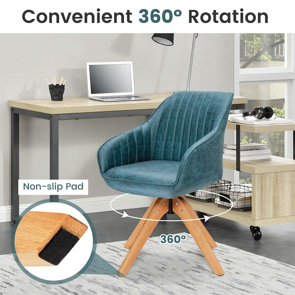 image 1 of COSTWAY Swivel Accent Chair Set of 2 Ergonomic Armchairs Blue Blue
