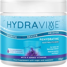 Hydravive Rehydration Electrolytes Powder - Blackcurrant - High Strength Vitamin C & 8 B Vitamins: B1, B3, B5, B12 - Electrolyte Drinks - 250g