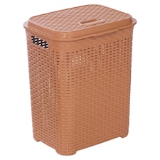 55L Plastic Rattan Laundry Basket | Cream | 1