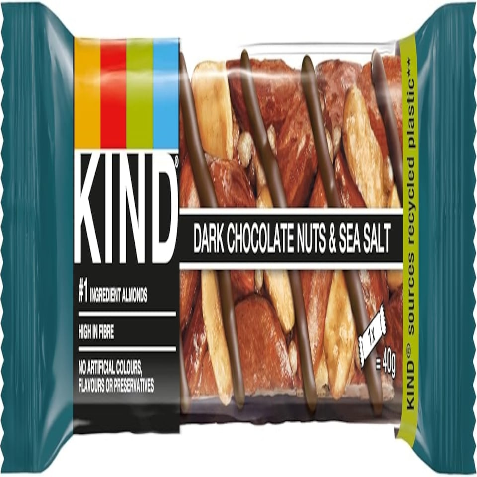 image 1 of KIND Bars, Gluten Free Snack Bars, Dark Chocolate Nuts & Sea Salt, High Fibre, No Artificial Colours, Flavours or Preservatives, Multipack 24 x 40g