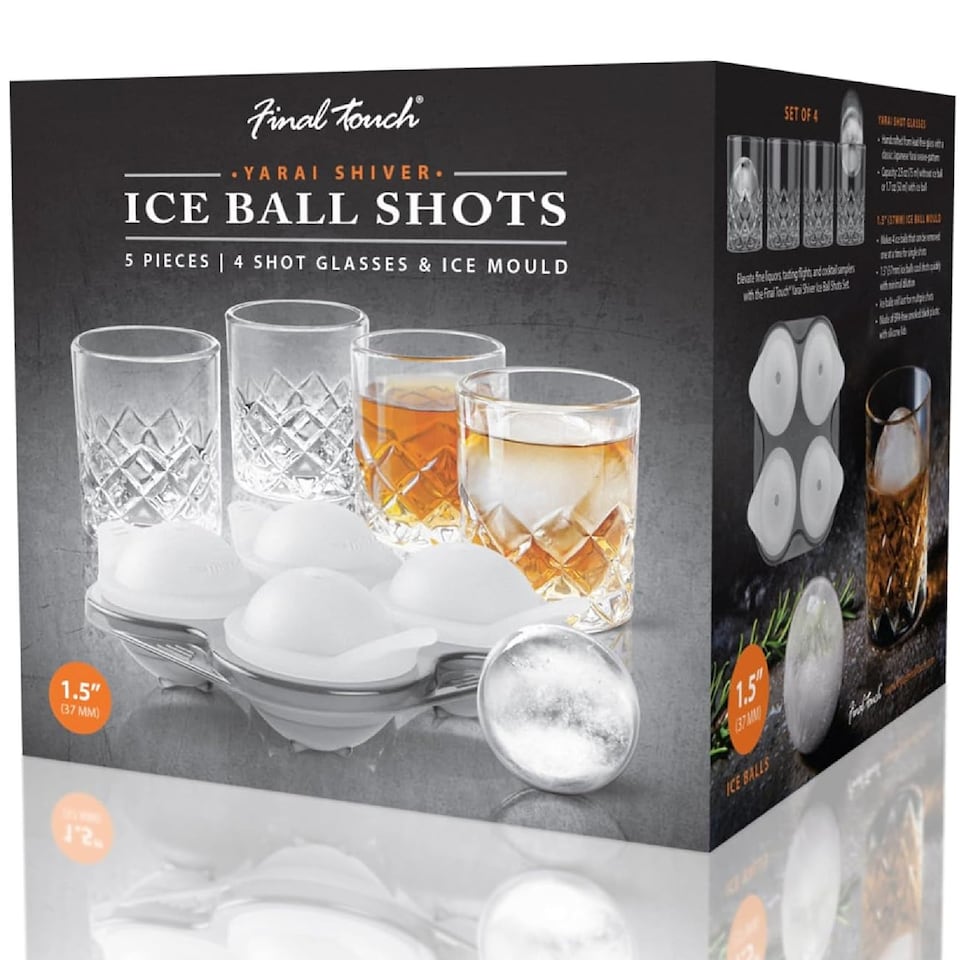 image 1 of Final Touch Set of 4 Shot Glasses with Ice Ball Moulds