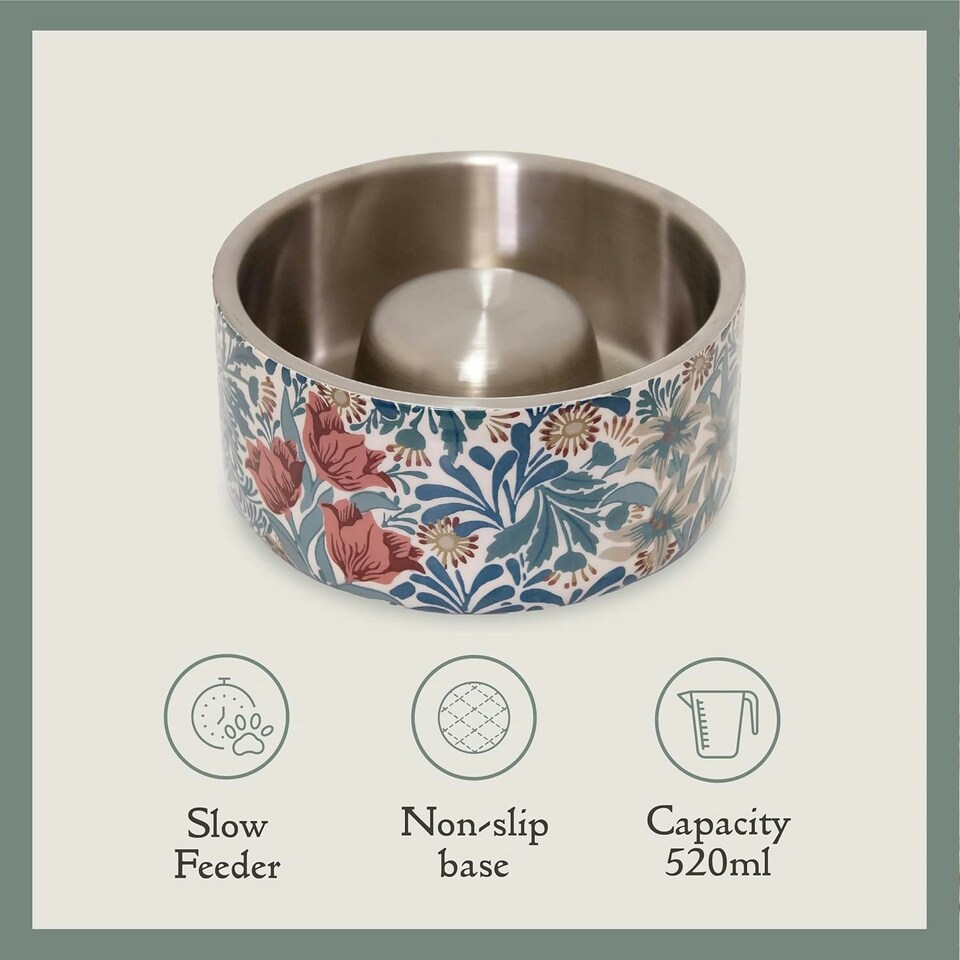 image 1 of Morris & Co Stainless Steel Dog Slow Feeder Bowl - Bower Berry Blue