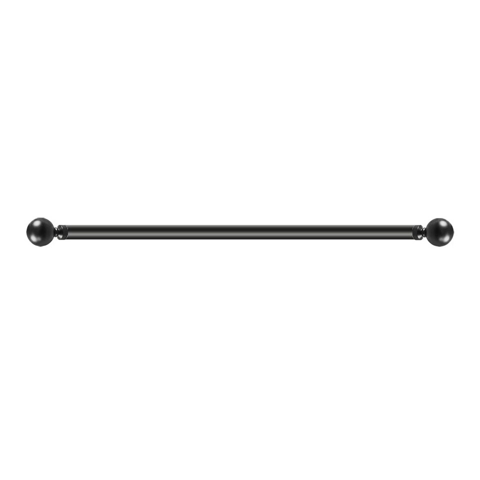 image 1 of Marlow Black Steel Curtain Rod Set Extendable Adjustable with Quiet Operation | Black