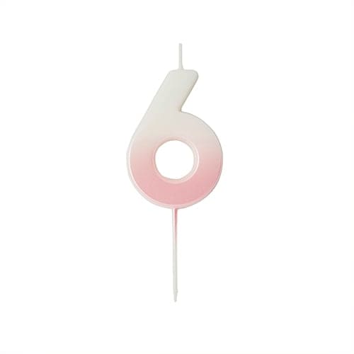 Pink Ombre Number 6 Shaped Wax Pick Candle 6.2cm Pink