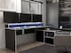 image 3 of Tezaur Black Storage Gaming Desk 3 Shelves with Colour Changing LED