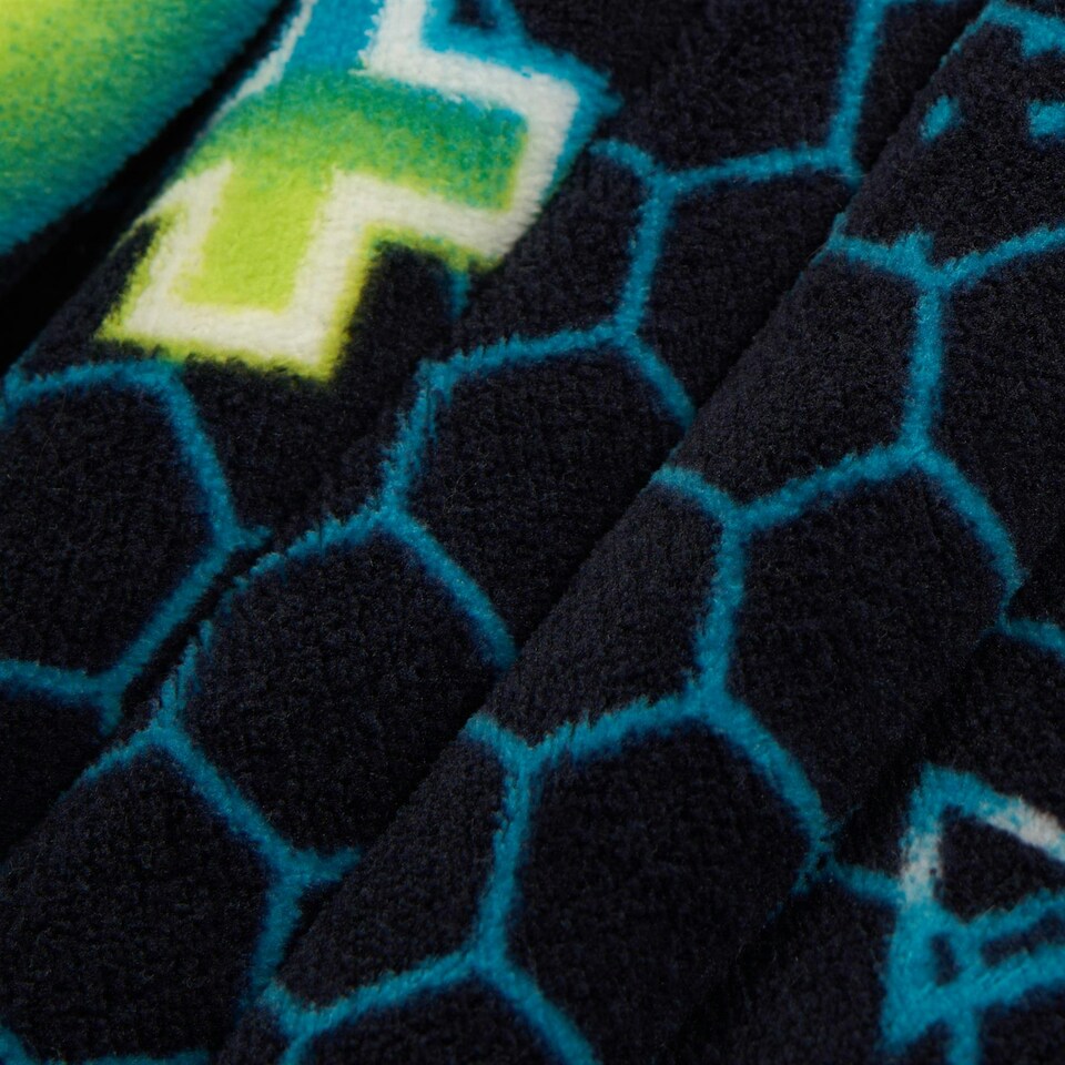 image 1 of OHS Kids Gaming Printed Throw Warm Plush Sherpa Flecce Reverse Over Bed Super Soft Blanket, 100x120cm Blue | Navy Blue