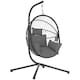 image 1 of Outsunny Outdoor Swing Chair with Thick Padded Cushion, Patio Hanging Chair with Metal Stand, Foldable Basket Egg Chair with Cup Holder, Rope Structure, for Indoor and Outdoor, Grey | Grey