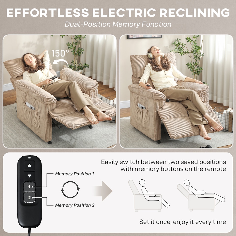 image 1 of HOMCOM Massage Recliner with Quiet Motor, Power Reclining Chair, Brown | Brown