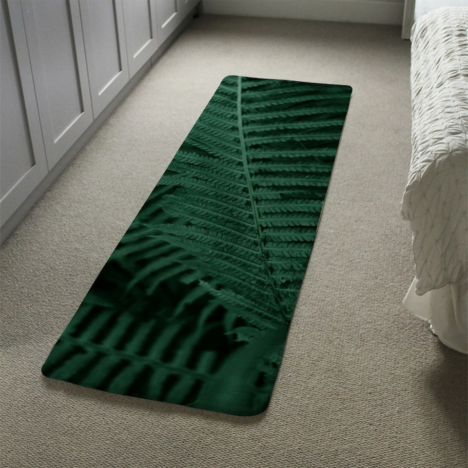 image 1 of Deep green fern leaves texture. Fern in the forest. Plants background. Biophilia trend Designer (Runner Rug)