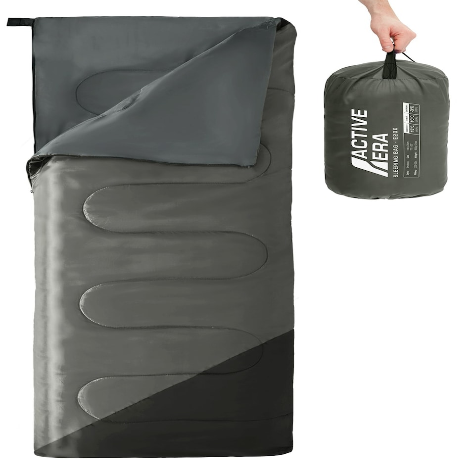 image 1 of Premium Warm Lightweight Envelope Sleeping Bag (200 GSM) - 2 Seasons - Black