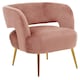 image 2 of Interiors by Premier Pink Velvet Chair with Gold Finish Metal Legs, Backrest Dining Chair, Easy to Clean Armchair
