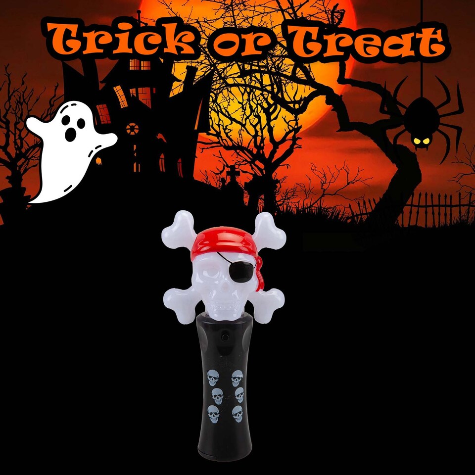 image 1 of PMS Halloween Flashing Pirate Wand - 18.5cm Trick-or-Treat Accessory