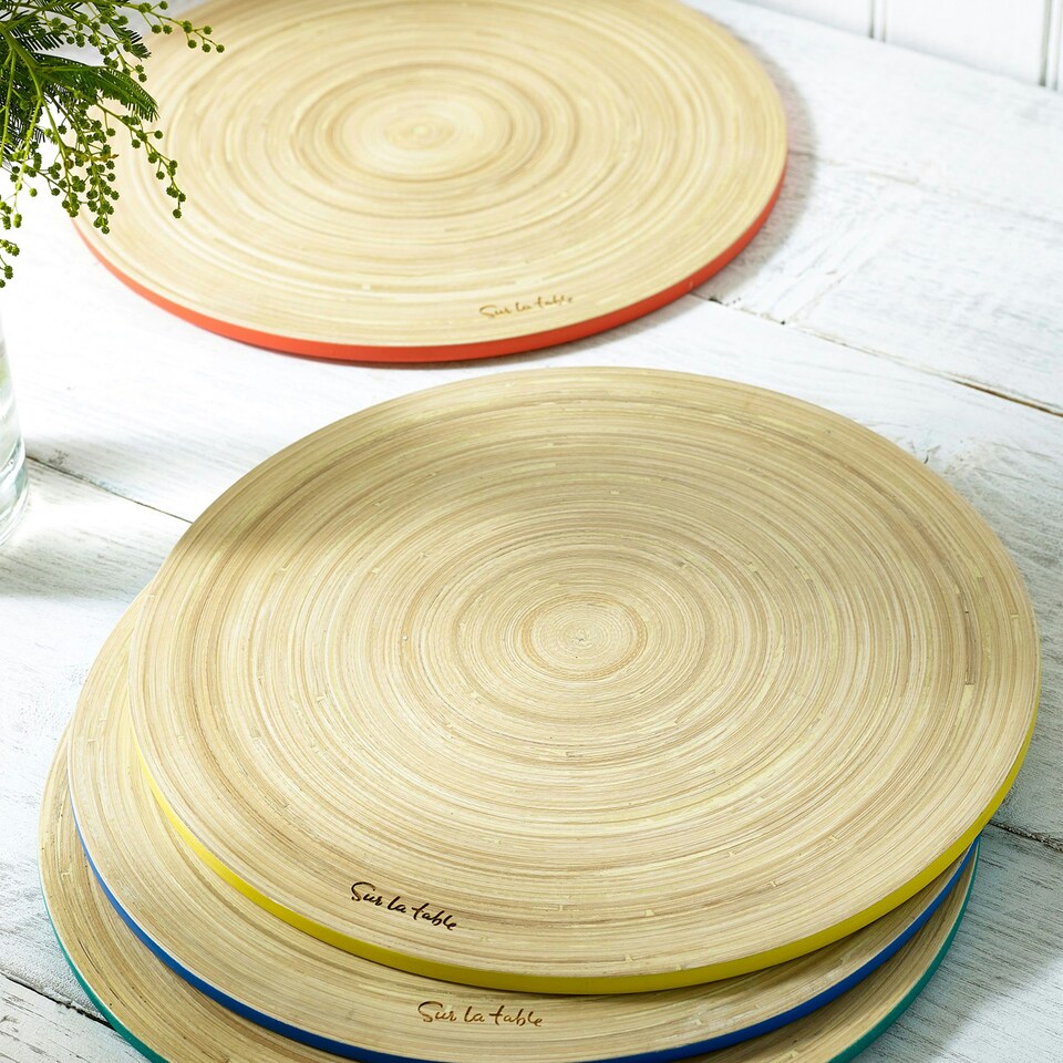 image 1 of Sur La Table Colour Me Happy Set of 4 Mixed Colour Bamboo Placemats