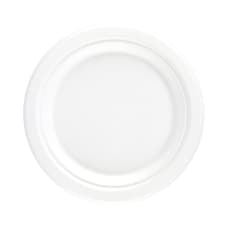 White Round Compostable Bagasse Plates 18cm - Pack of 25