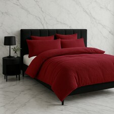 Teddy Bear Fleece Soft Cosy Duvet Cover + Pillow Case Set Red | King
