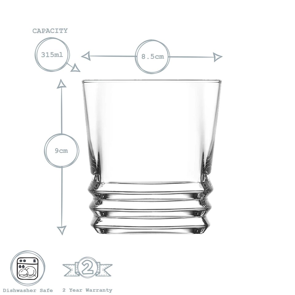 image 1 of LAV Elegan Whisky Glasses - 315ml - Clear - Pack of 6 | Clear | Transparent