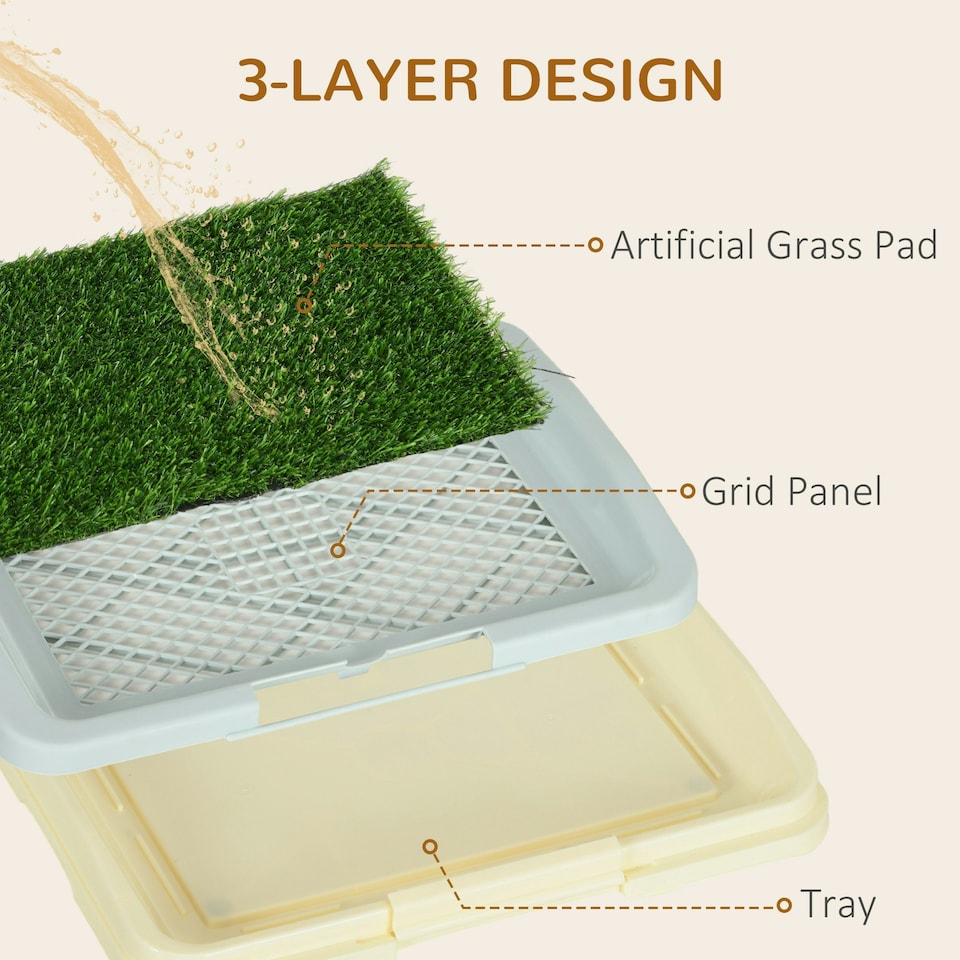 image 1 of PawHut Dog Toilet Indoor w/ Artificial Grass, Grid Panel, Tray, 46.5 x 34cm