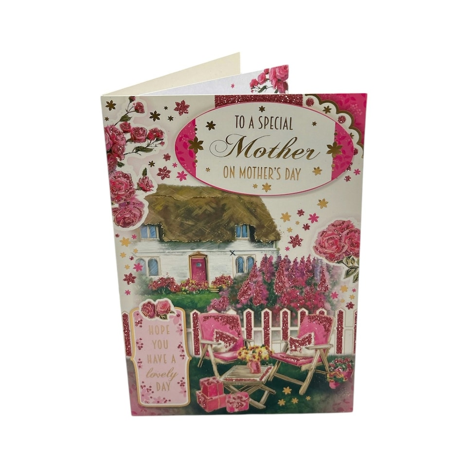 image 1 of To A Special Mother Beautiful House and Pink Flowers Design Mother's Day Card