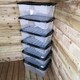 image 1 of 6 x 42L Clear Storage Box with Black Lid, Stackable and Nestable Design Storage Solution