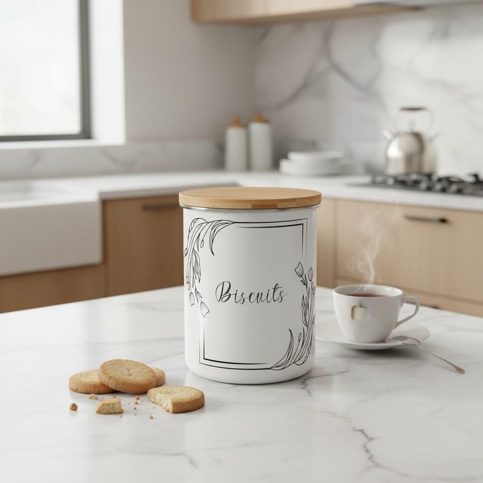 image 1 of Floral Border Extra Large Biscuit Tin