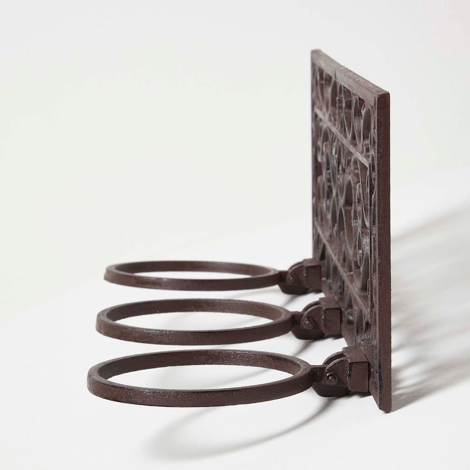 image 1 of Homescapes Brown Cast Iron Parisian Style Flowerpot Holder