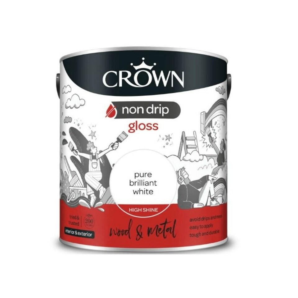 image 1 of Crown Retail Non-Drip Gloss - Brilliant White 2.5L N/A
