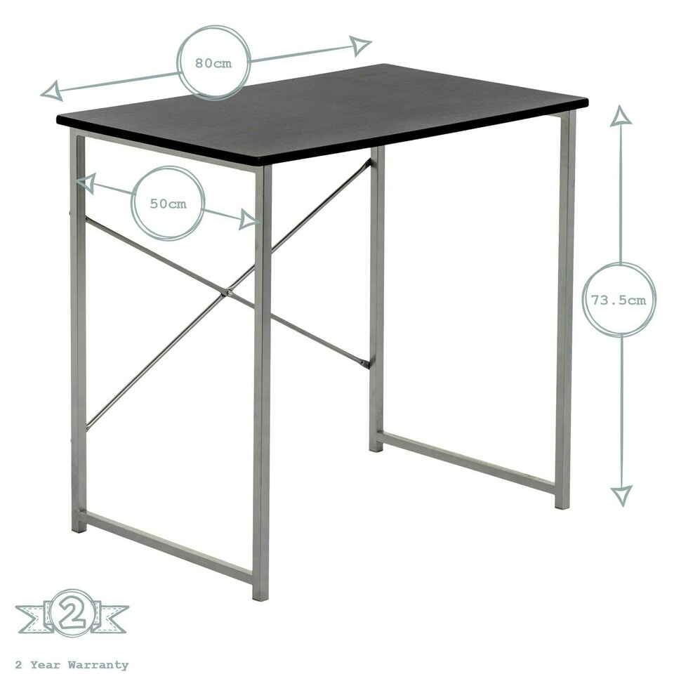image 1 of Harbour Housewares Industrial Office Desk & Chair Set - Black/Black - Computer Desk Wooden Desk Laptop Desk PC Desk Black