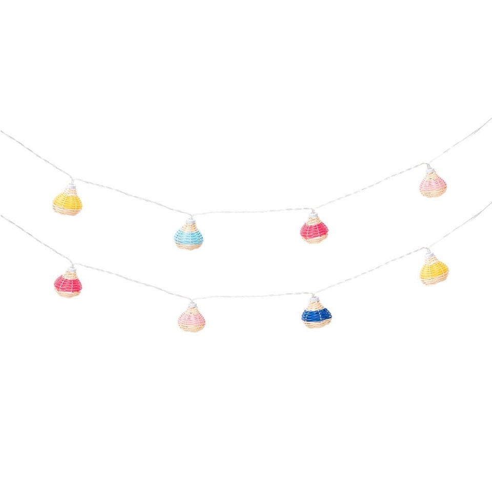 image 1 of ValueLights 10 x Battery Operated Outdoor Multi Coloured Rattan Garden String Lights