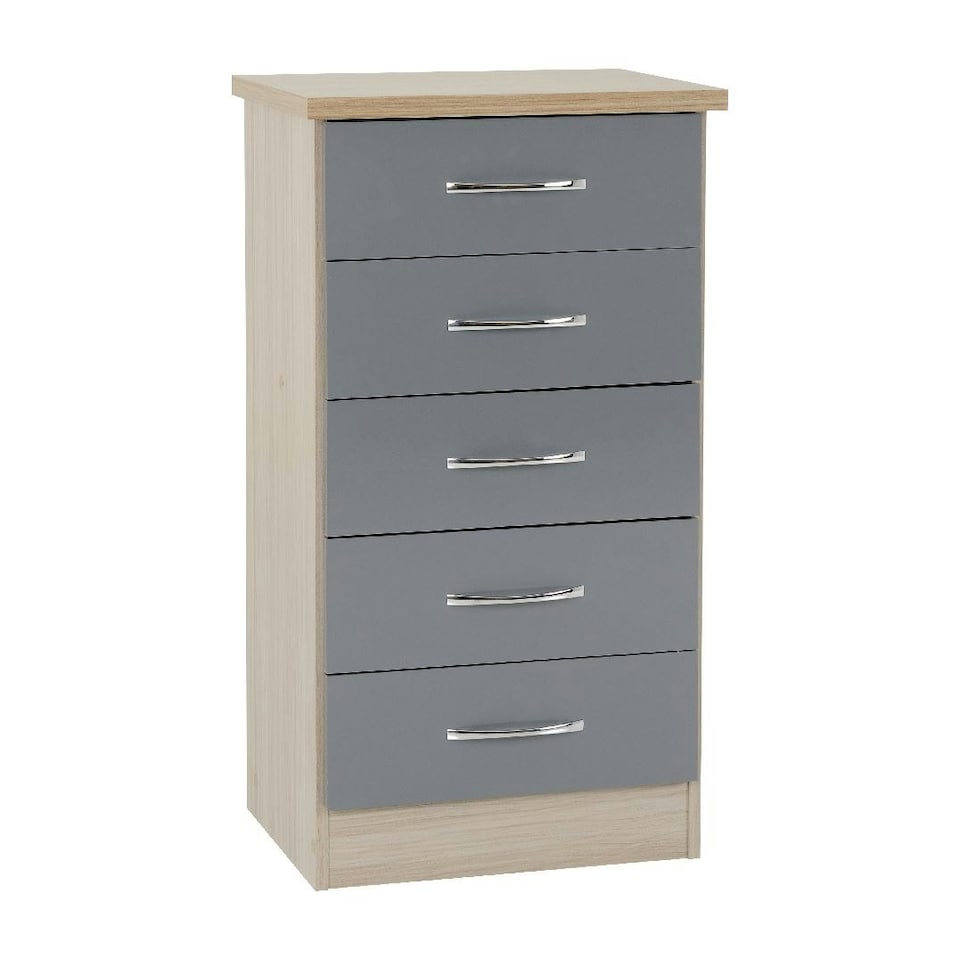 image 1 of Nevada 5 Drawer Narrow Chest White