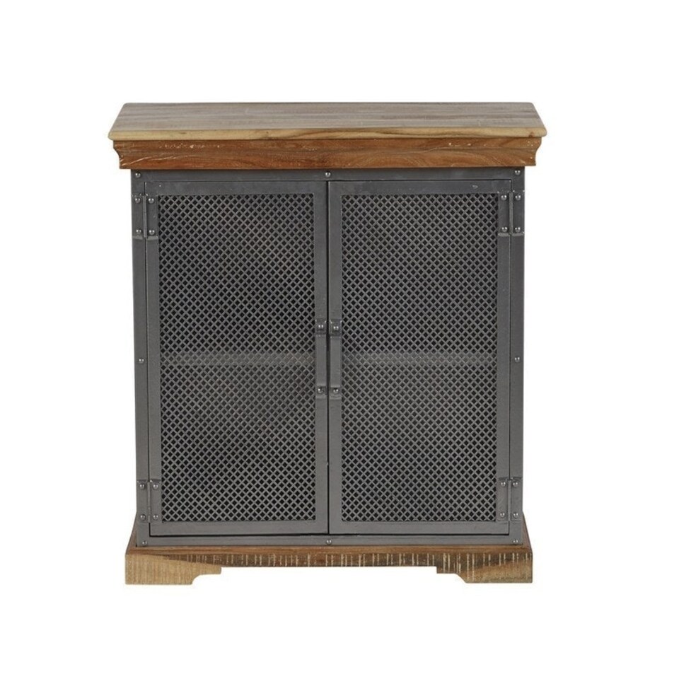 image 1 of Metropolis Industrial Sideboard - Metal/Acacia Solid Wood - L45 x W85 x H85 cm Brown