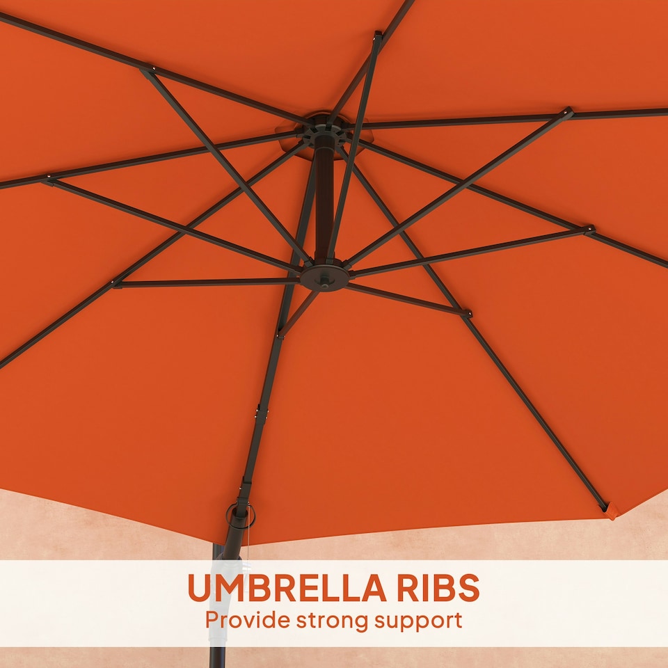 image 1 of Outsunny Sun Parasol with Vent, Wall Umbrella for Patio, Garden, Pool Orange | Orange