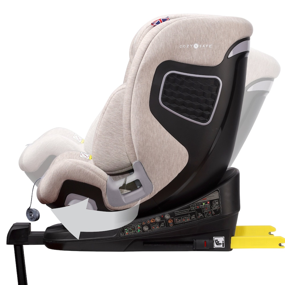 image 1 of Cozy N Safe Omega i-Size 360 Rotating Car Seat 40-150cm, ISOFix & Support Leg, Extended Rear & Forward Facing, High Booster, Side Impact Protection, Adjustable Headrest, Birth to 12 Years (Ivory)