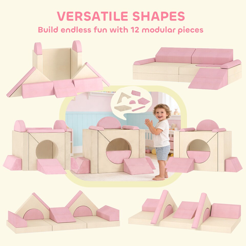 image 1 of AIYAPLAY Kids Play Sofa, 12 Pieces Foam Modular Convertible Sofa