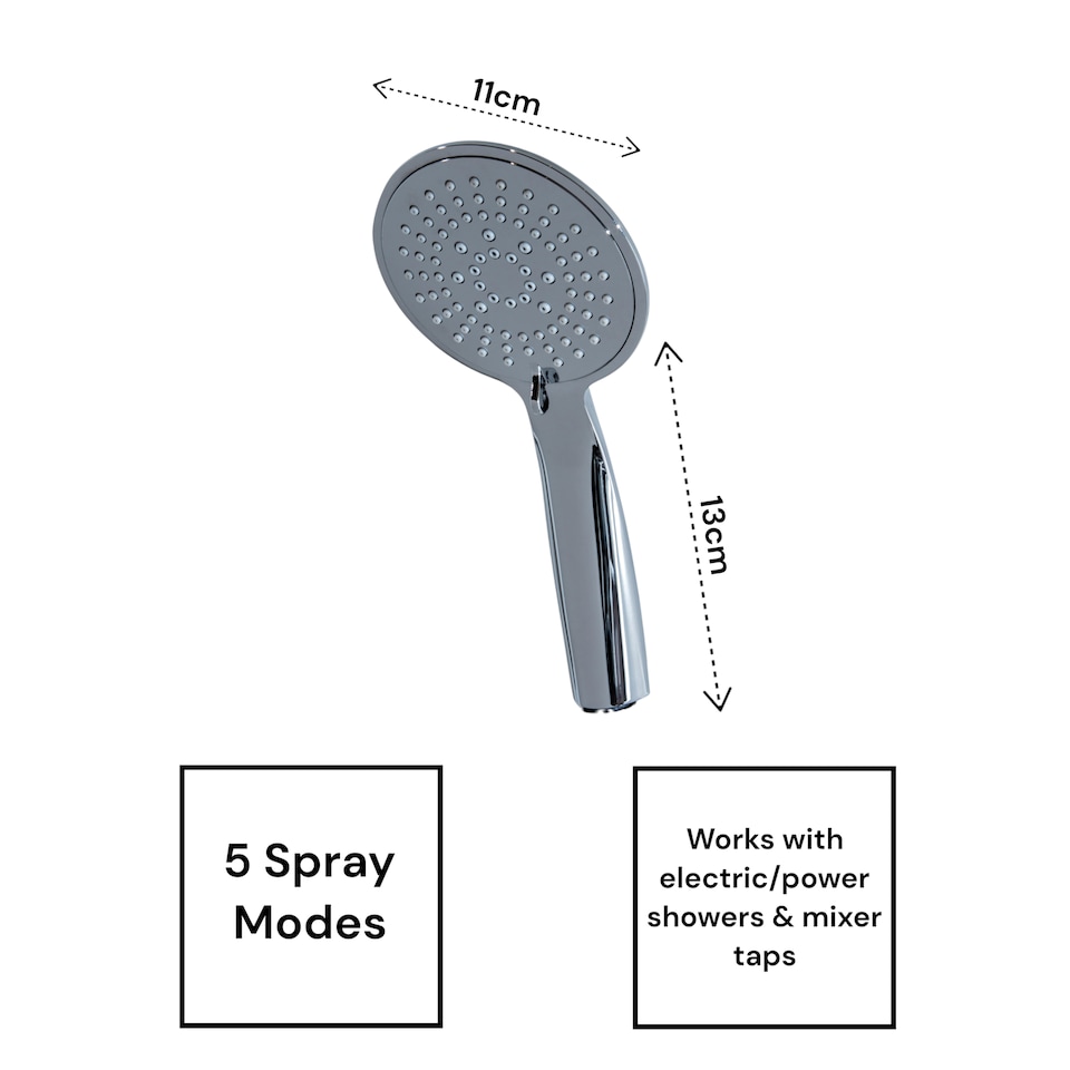 image 1 of Showerdrape Vito Chrome 5-Spray Pattern Shower Head | Silver | 1