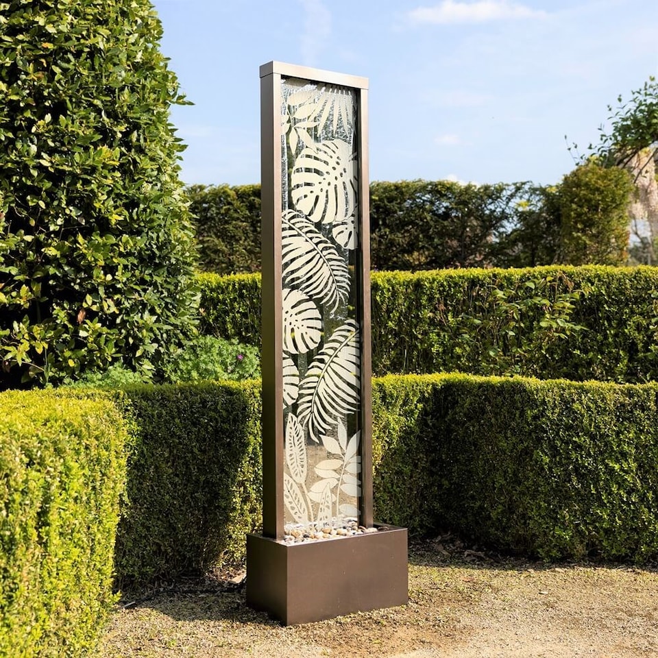 image 1 of Lamego Bamboo Mirror Water Feature with Lights 180cm